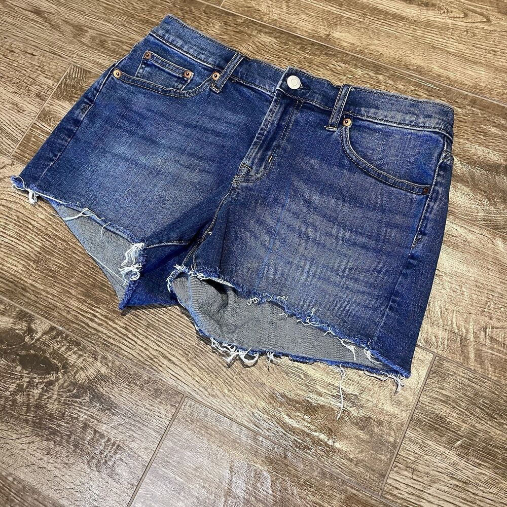 Gap Denim Shorts Womens 28 Dark Wash 3" Raw Hem Blue Jean Cut Off
